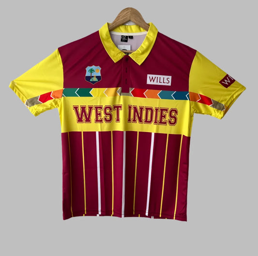 WEST INDIES WORLD CUP 1996 ICC CRICKET POLO SHIRT T-Shirt Jersey Short Sleeve Sublimated