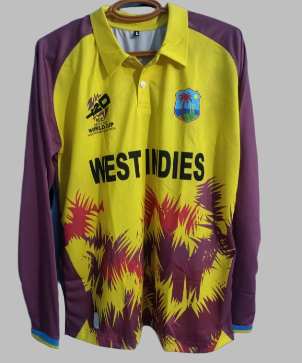 West Indies T20 2024 T-Shirt Jersey Long Sleeve New Sublimated