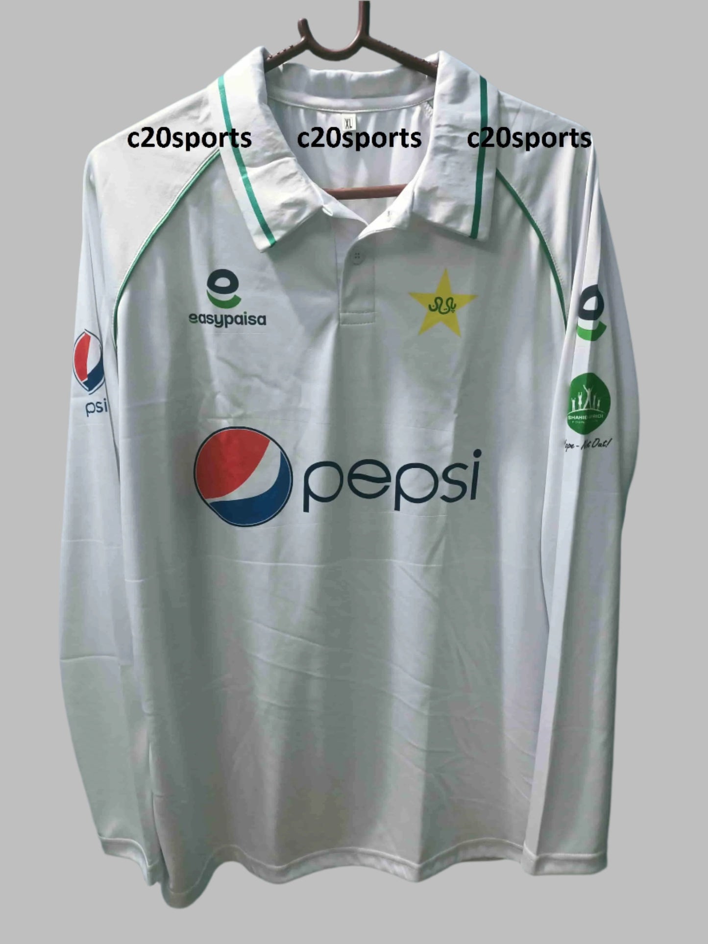 Pakistan Cricket Test White T-Shirt Jersey Long Sleeve New Sublimated