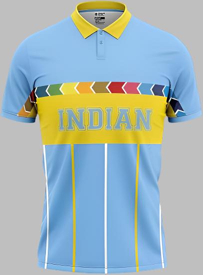 INDIA WORLD CUP 1996 ICC CRICKET CHAMPION POLO SHIRT T-Shirt Jersey Short Sleeve Sublimated