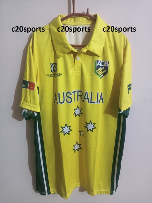 Australia ODI Cricket World Cup 2003 Shirt T-Shirt Jersey Short Sleeve New Sublimated